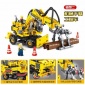 森宝积木703701科技机械手打桩两用工程车积木兼容乐高儿童益智积木玩具